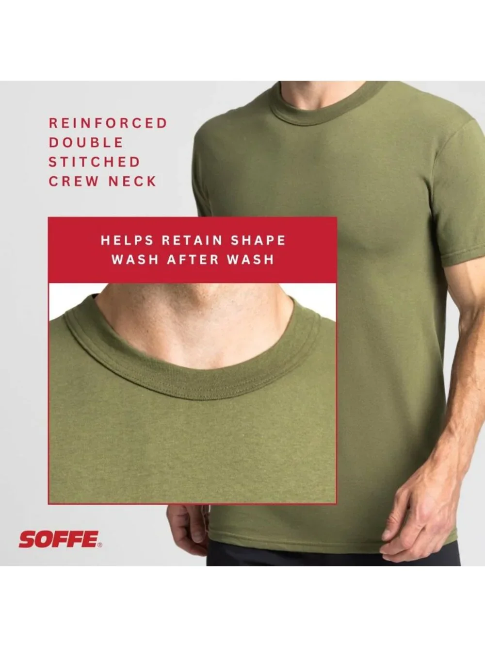 Men's Military Crew T-Shirt 3 Pack | Cotton-Poly Blend, Short Sleeve, Casual
